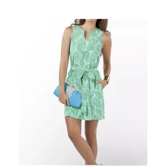 LILLY PULITZER Guiliana Dress "Shorely Blue Tree Hugger" Size 4 - Picture 1 of 2